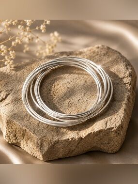Sterling silver plated set of 10 bangles 70mm